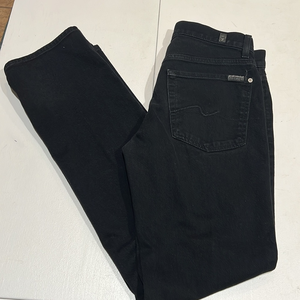 7 for all mankind women’s standard straight leg size 31 black jean